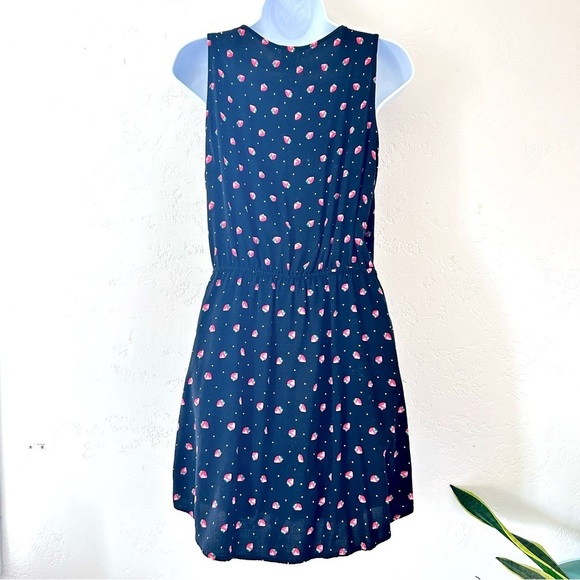 MIMI CHICA Strawberry Print Button Top Elastic Waist Mini Tank Shirt Dress M / L - Picture 3 of 9